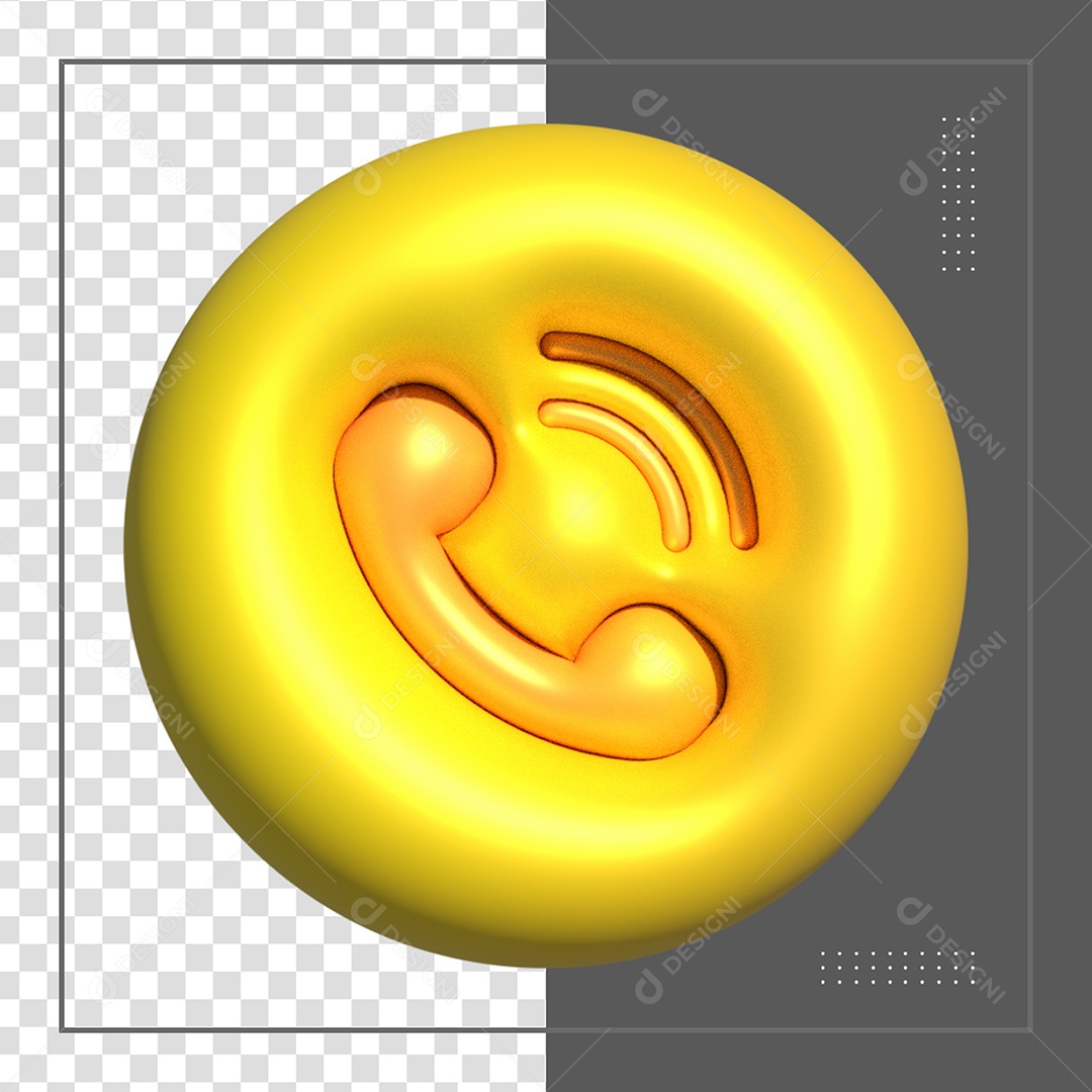 Ícone 3D Like Telefone Amarelo em Balão De Fala PSD