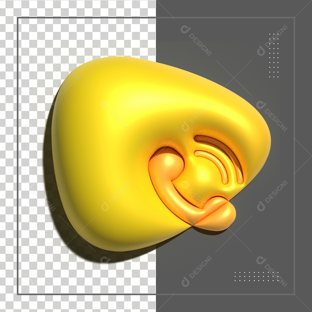 Ícone 3D Like Telefone Amarelo em Balão De Fala PSD