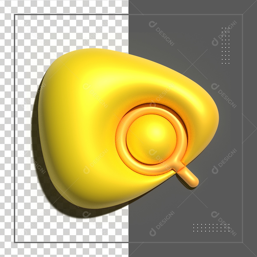 Ícone 3D Like Lupa de Pesquisa Amarelo em Balão De Fala PSD