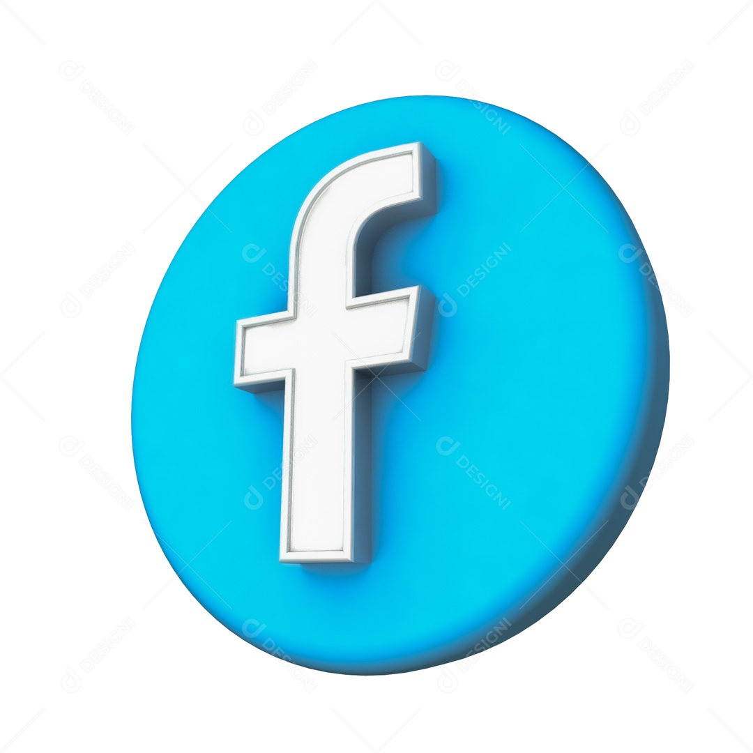 Logo Facebook Azul Elemento 3D PSD