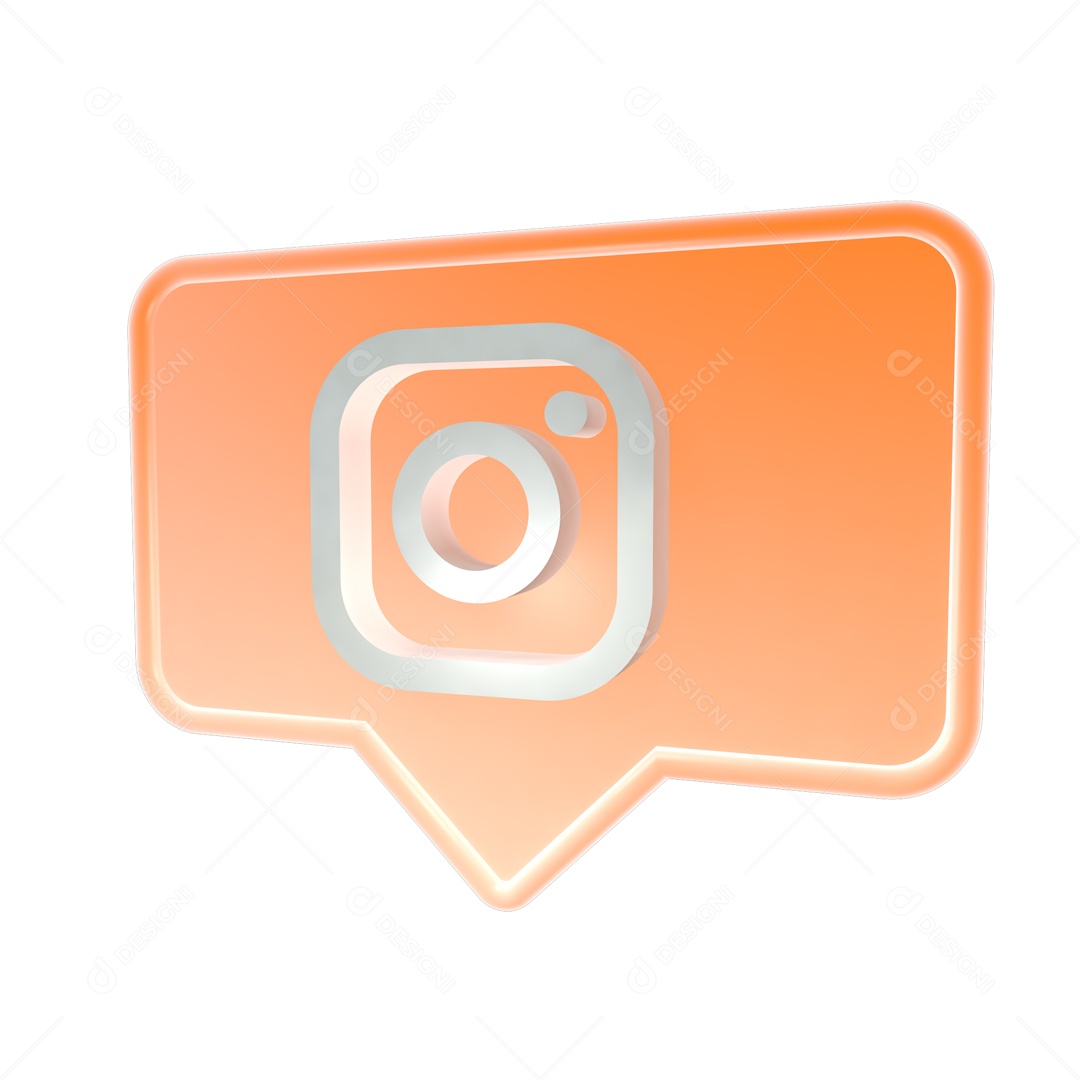 Logo 3D Instagram em Caixa de Mensagem Laranja PSD