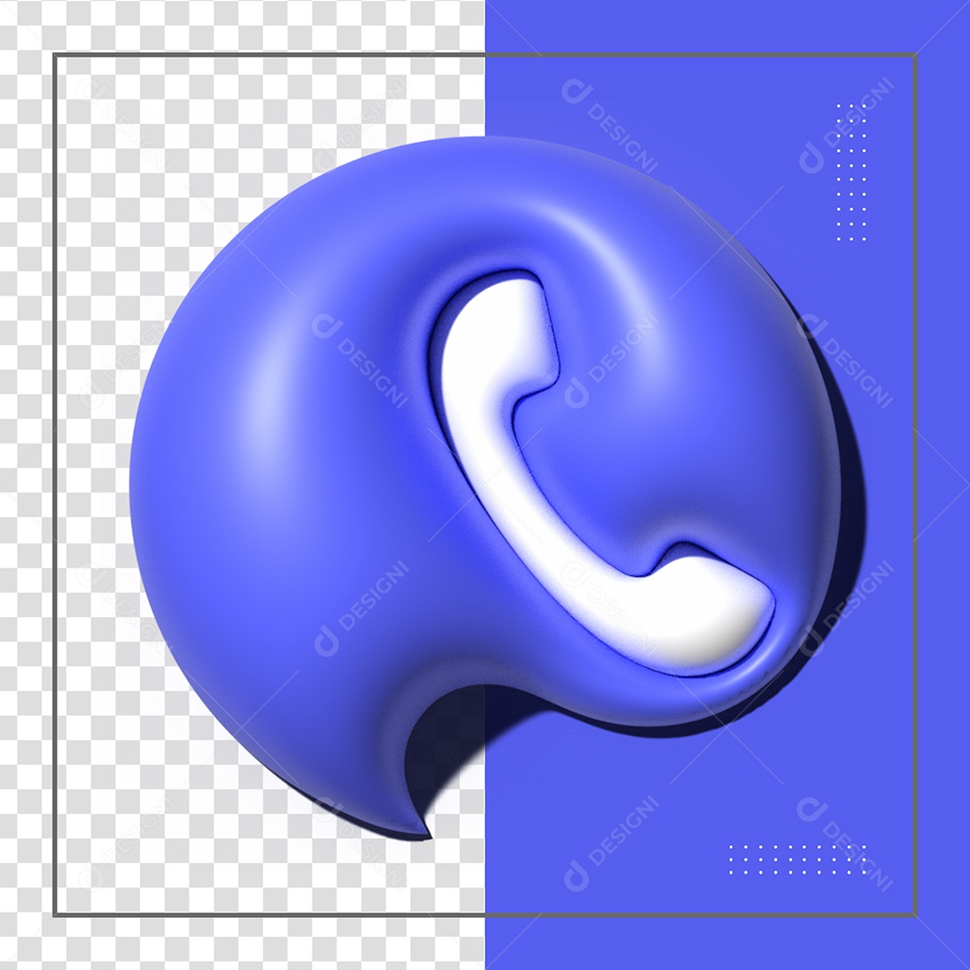 Ícone 3D Like Telefone Azul em Balão De Fala PSD