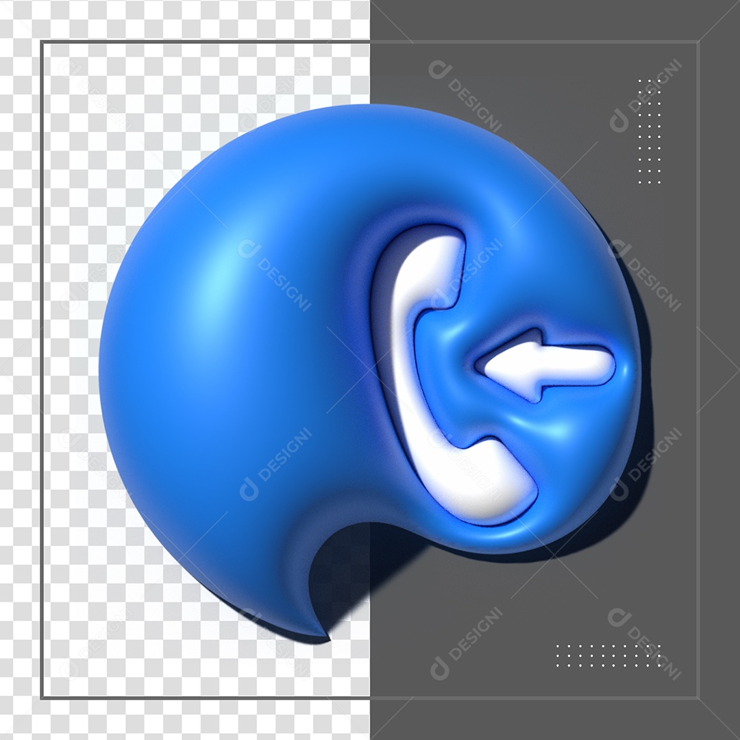 Ícone 3D Like Telefone Azul em Balão De Fala PSD