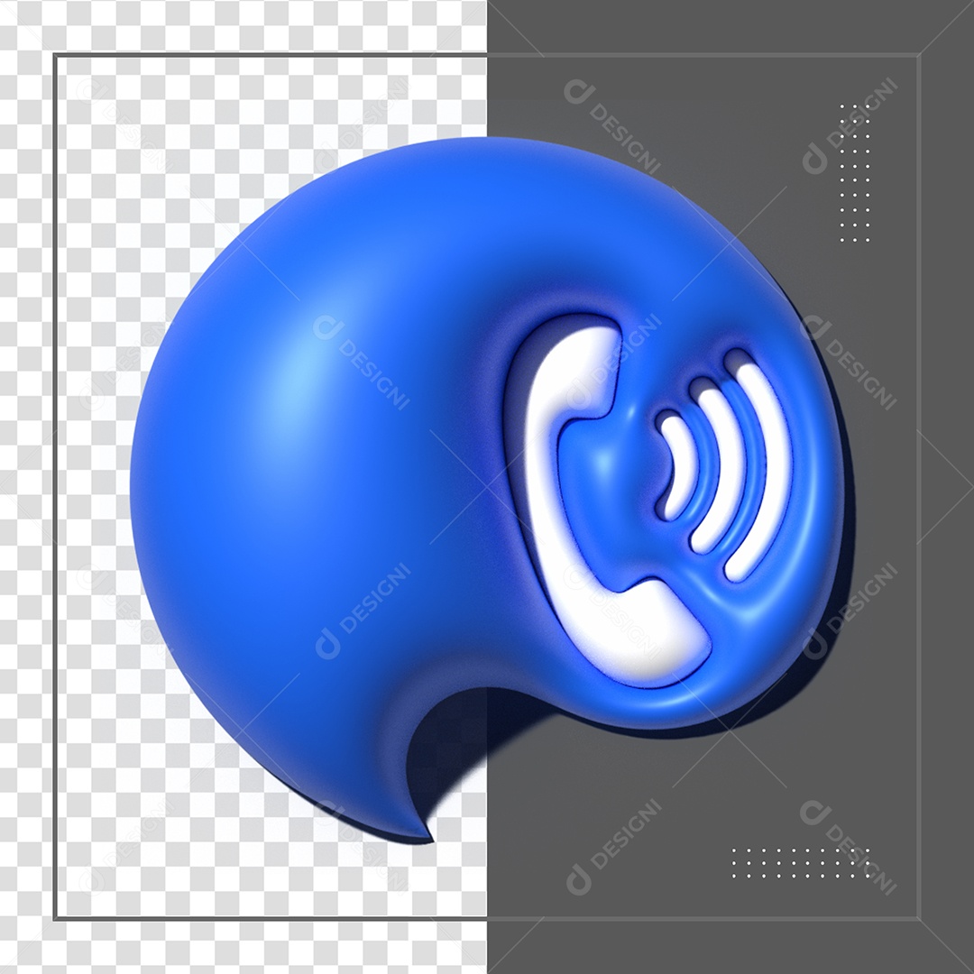 Ícone 3D Like Telefone Azul em Balão De Fala PSD