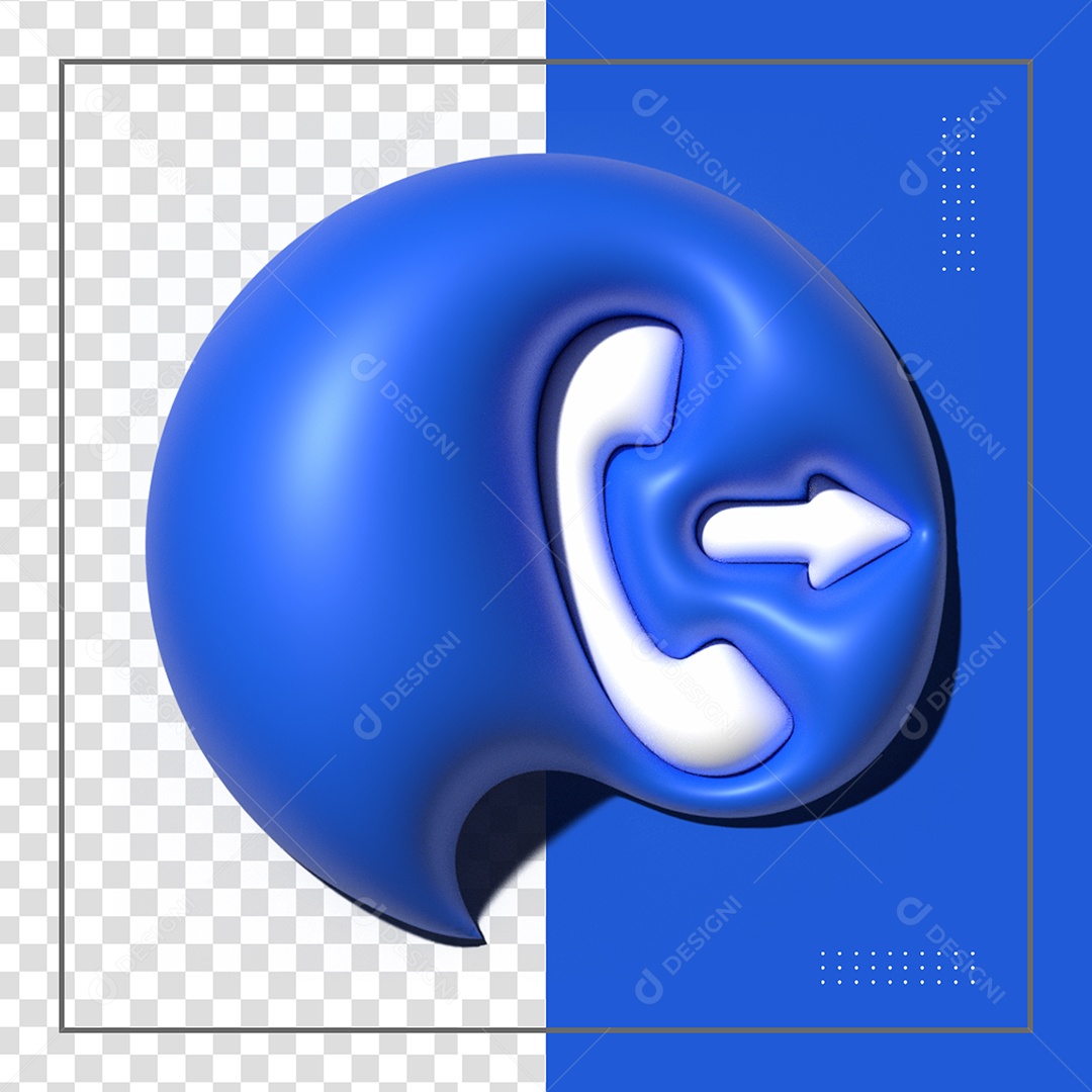 Ícone 3D Like Telefone Azul em Balão De Fala PSD