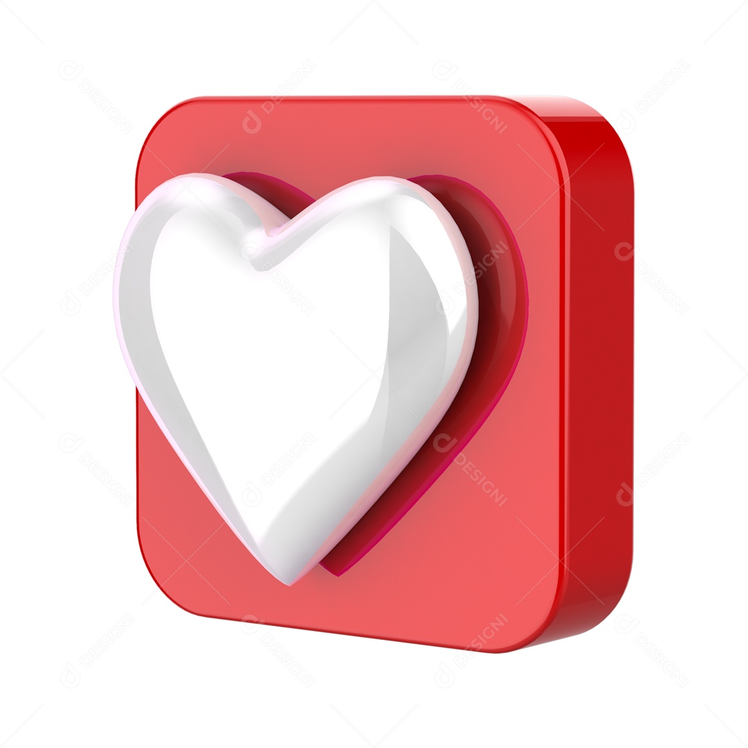 Emoji Amei Instagram em Caixa de Mensagem Vermelha 3D PSD