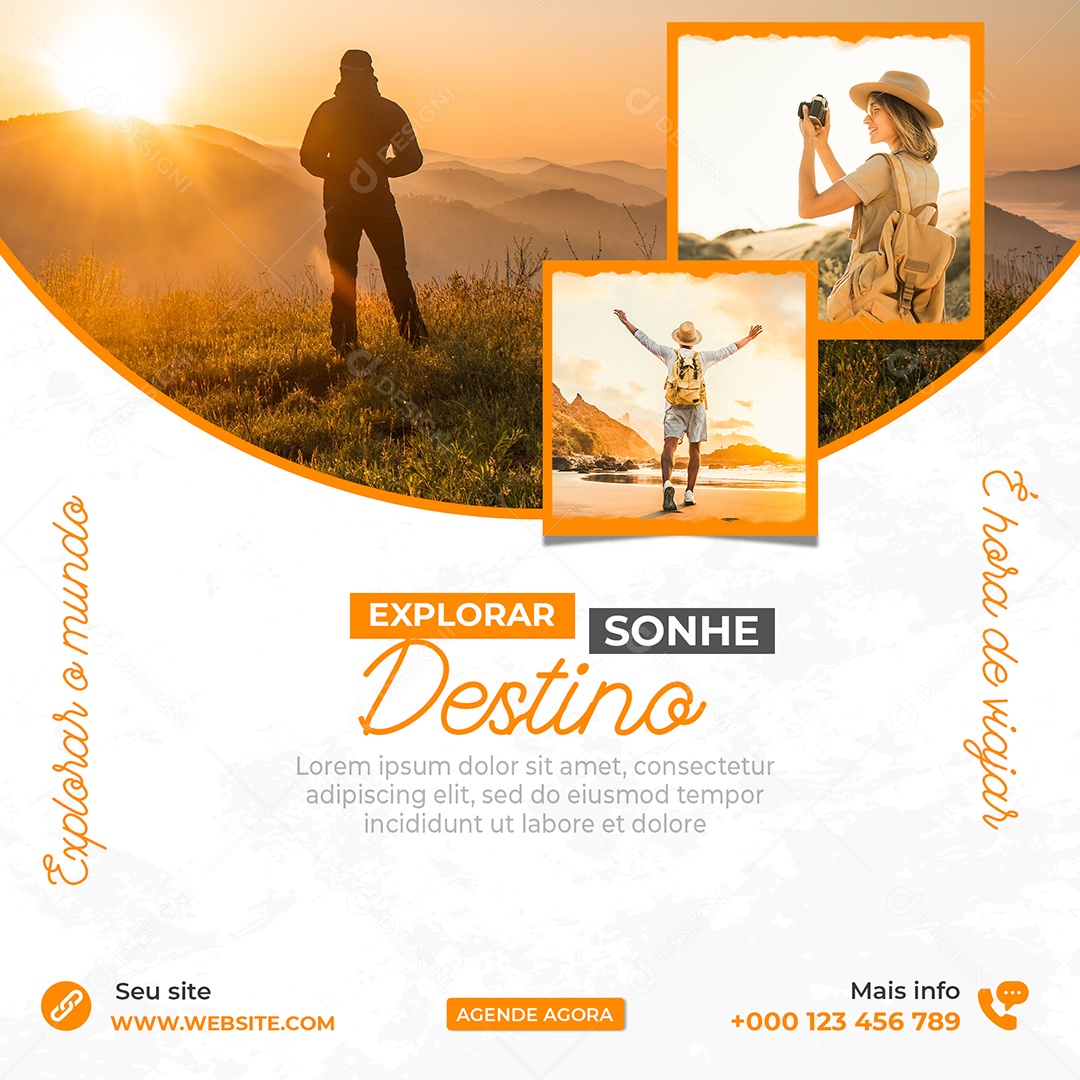 Explorar Sonhe Destino Viagem Socia Media PSD Editável