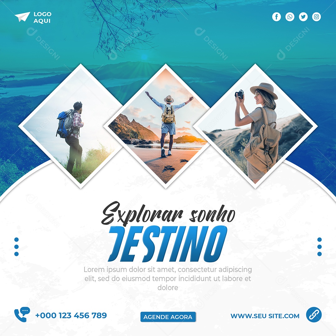 Sonho Explorar Destino Viagem Social Media PSD Editável