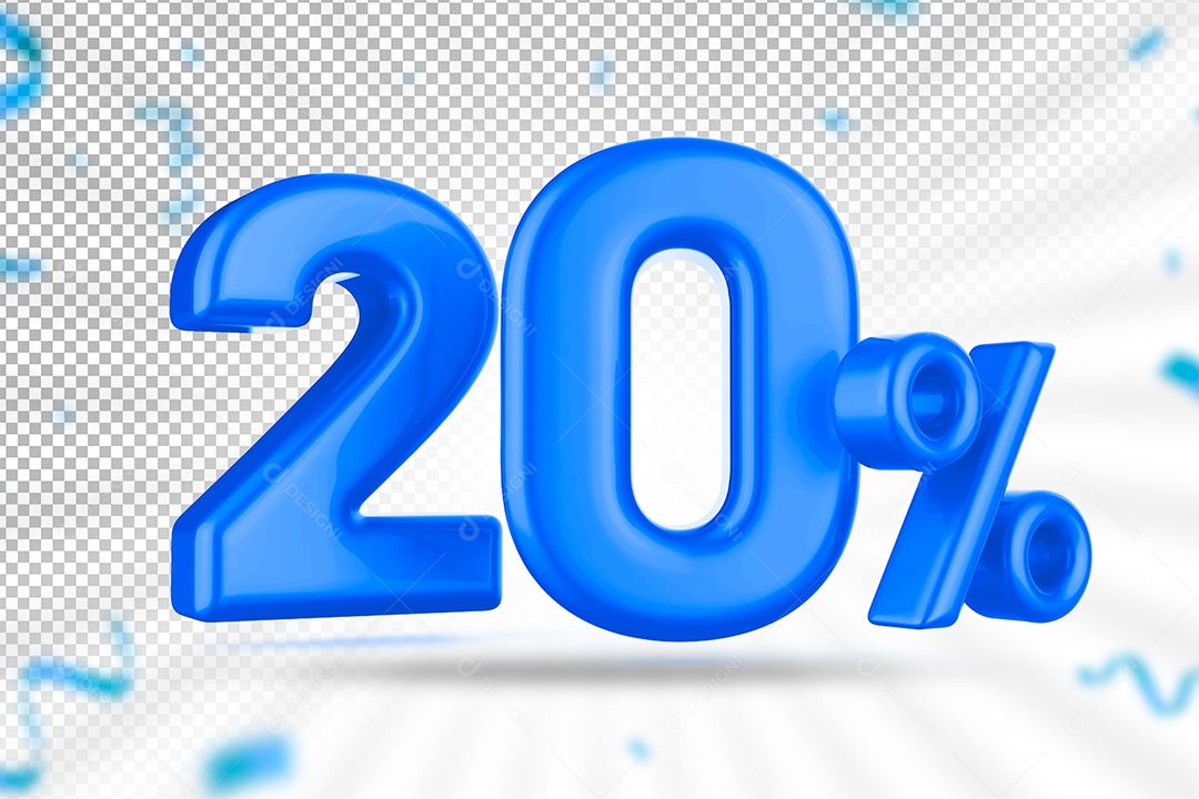 Número 3D 20% Azul Elemento Para Composição PSD