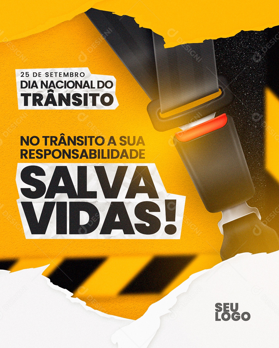 Social Media Dia do Trânsito 2022 Carro Segurança Flyer PSD Editável