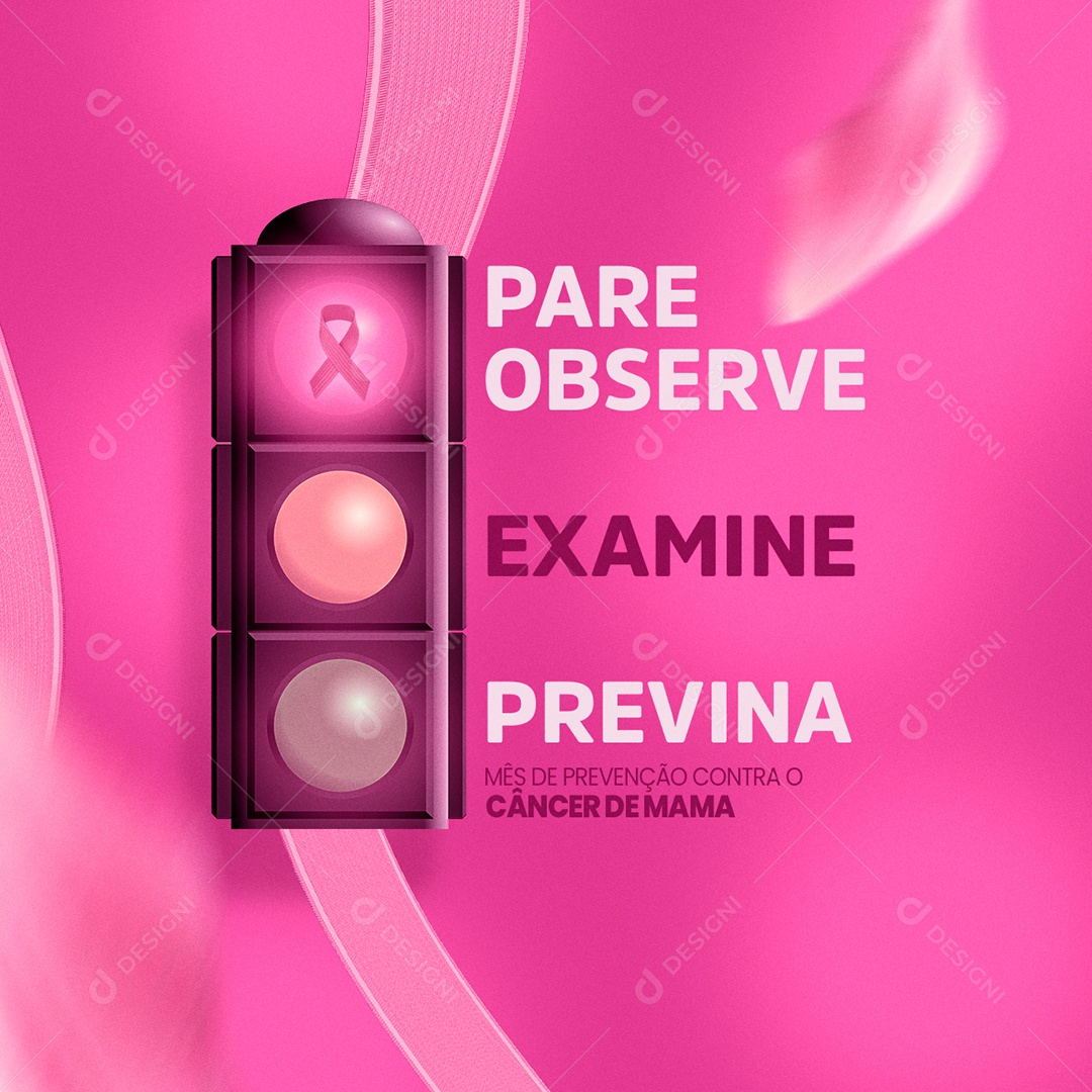 Para Observer Examine Previna Mês de Prevenção contra o Câncer de Mama Social Media PSD Editável