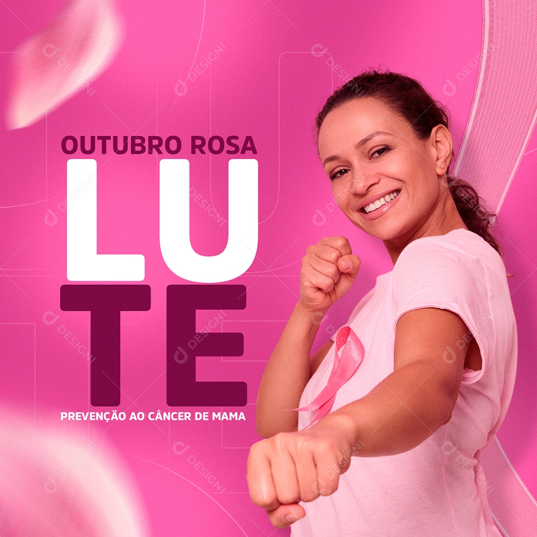 Outubro Rosa Lute Prevenção ao Câncer de Mama Social Media PSD Editável