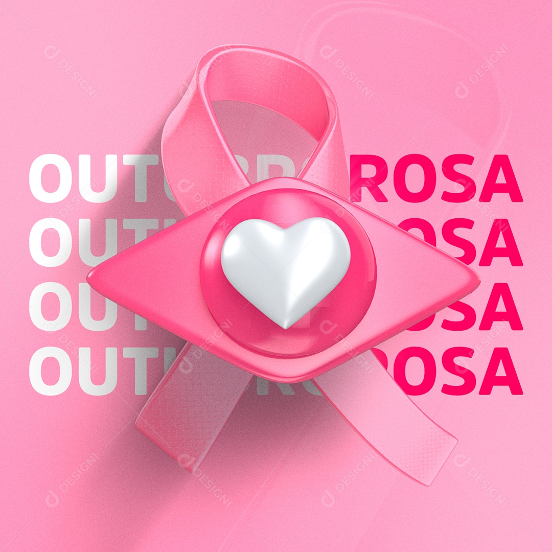 Outubro Rosa Mês de Conscientização ao Câncer de Mama Social Media PSD Editável