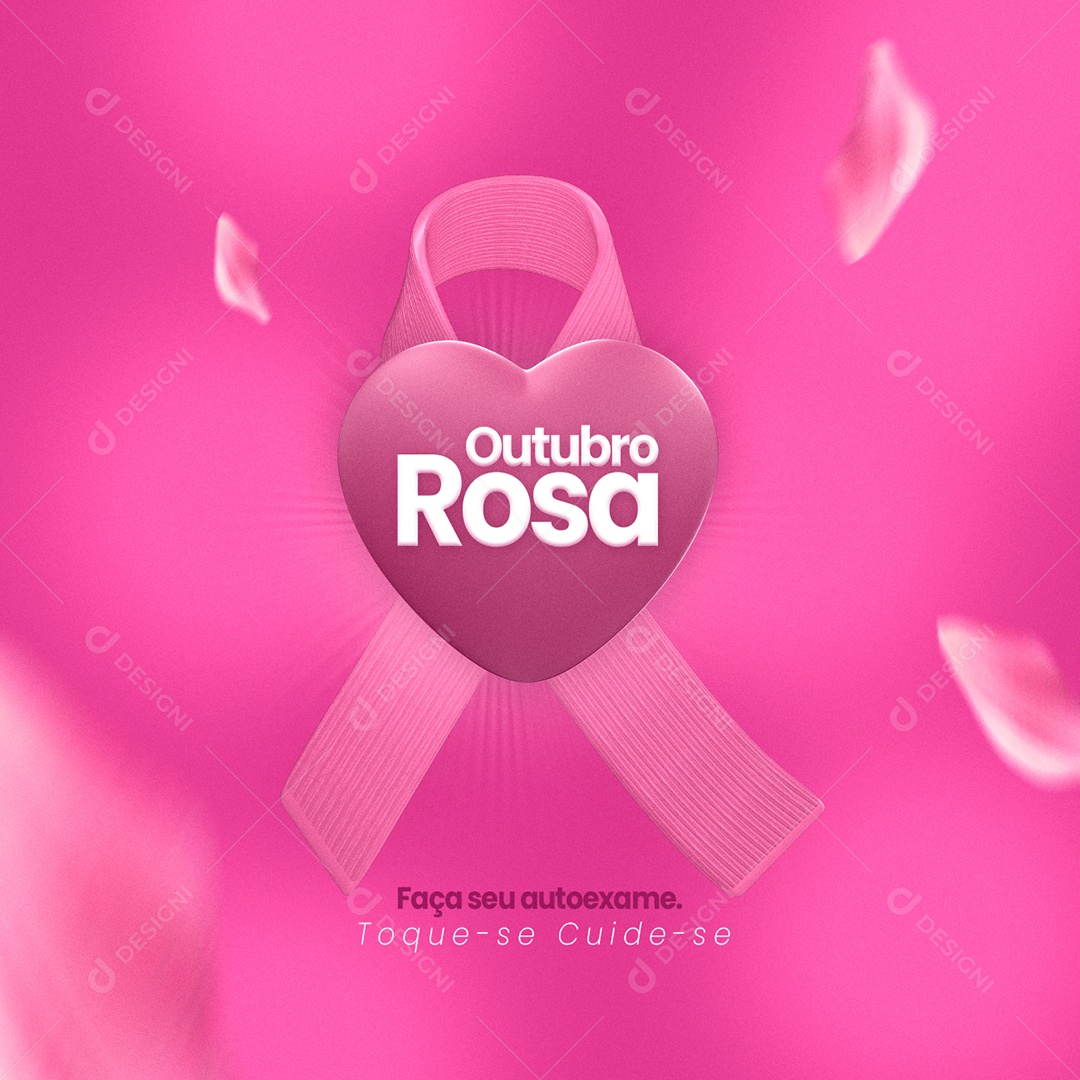 Faça seu Autoexame Toque se Cuide Se Outubro Rosa Social Media PSD Editável