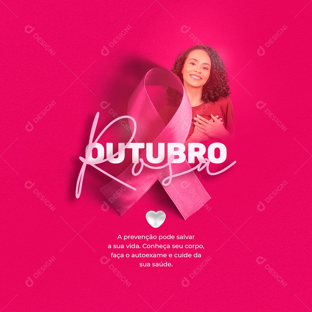 A Prevenção pode Salvar a sua Vida Outubro Rosa Social Media PSD Editável