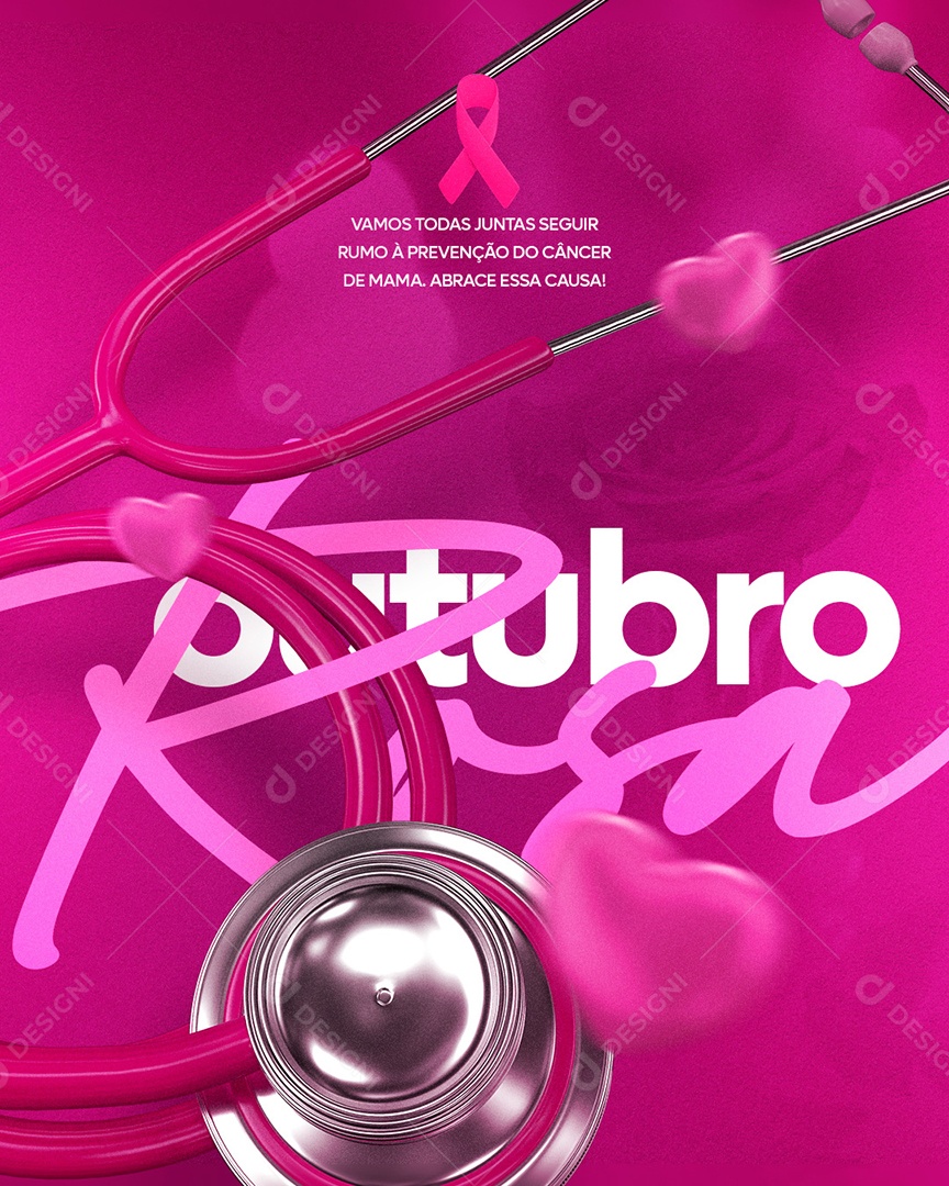 Vamos todas juntas Seguir rumo à Prevenção do Câncer de Mama Outubro Rosa Social Media PSD Editável