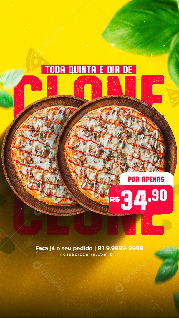 Story Toda Quinta é dia de Clone Pizzaria Social Media PSD Editável