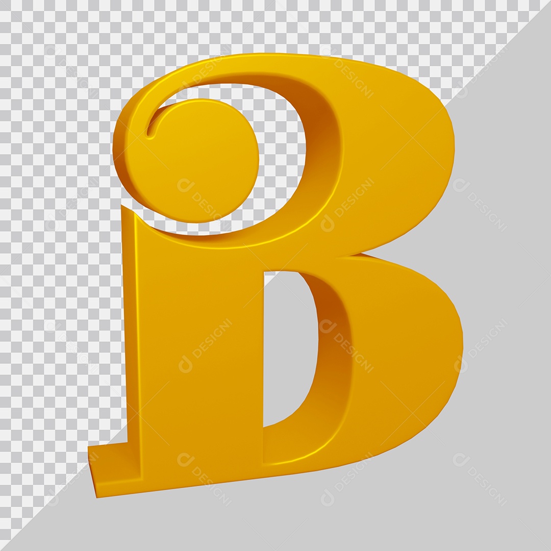 Elemento 3D Para Composição Letra B Dourado PSD