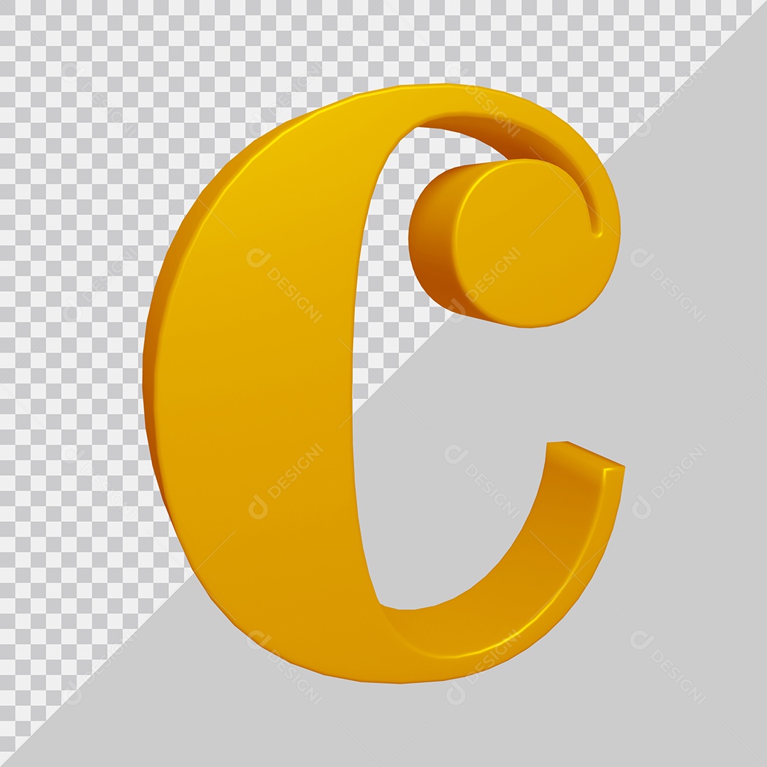 Elemento 3D Para Composição Letra C Dourado PSD