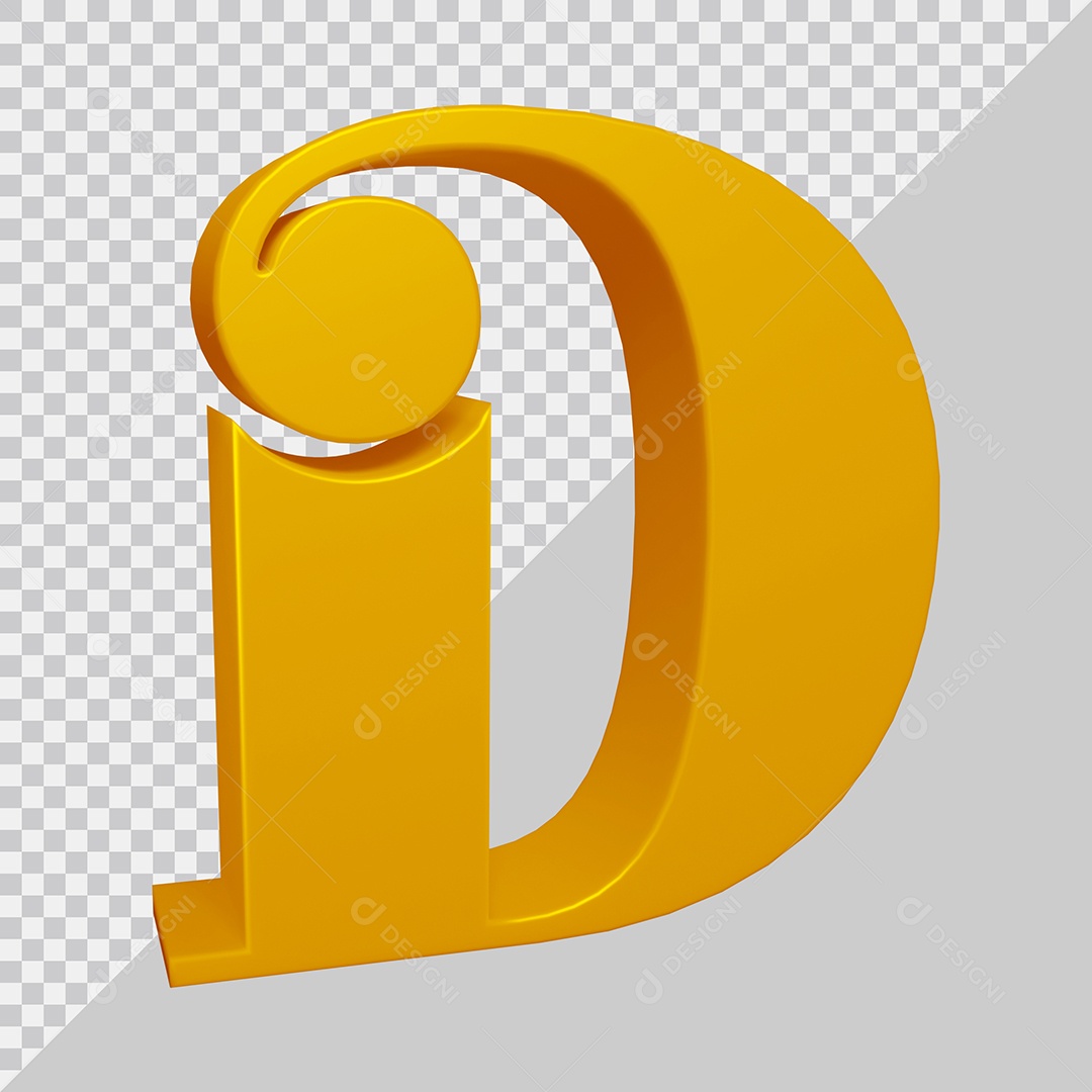 Elemento 3D Para Composição Letra D Dourado PSD