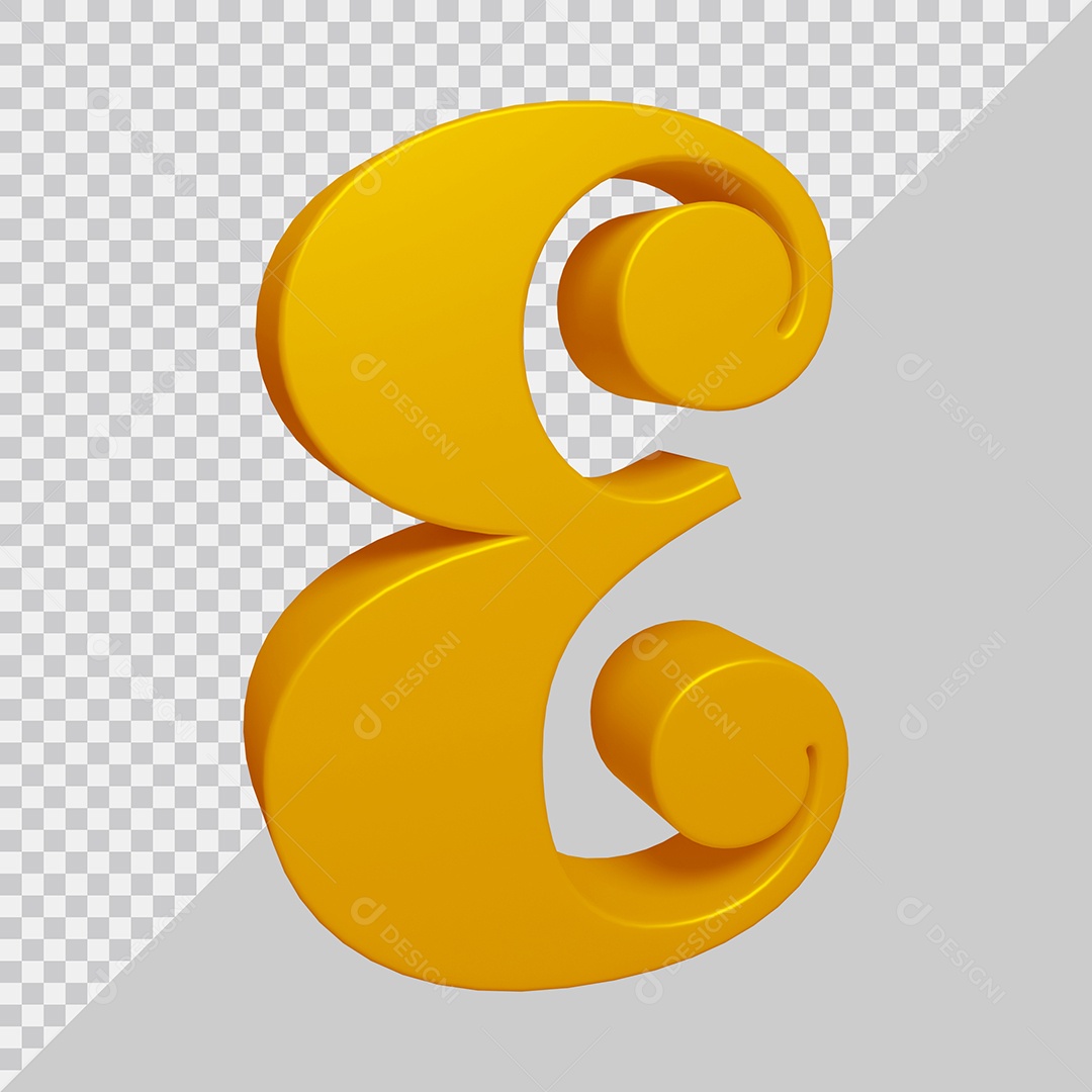 Elemento 3D Para Composição Letra E Dourado PSD