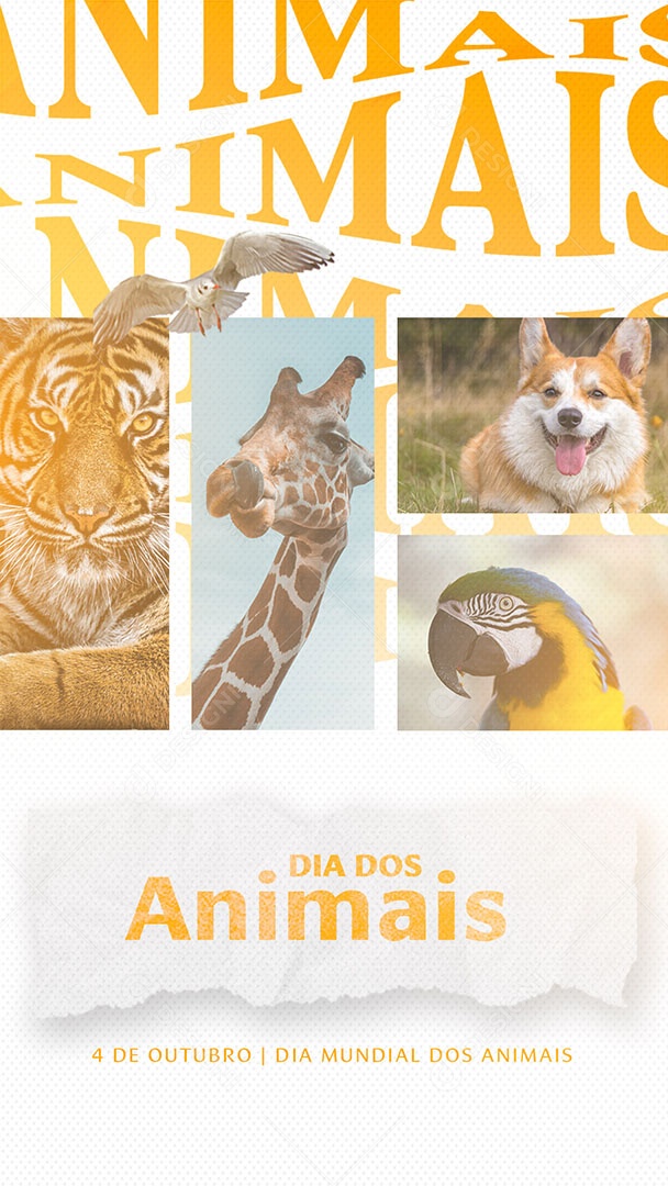 Social Media Story Dia Mundial dos Animais 04 Outubro PSD Editável