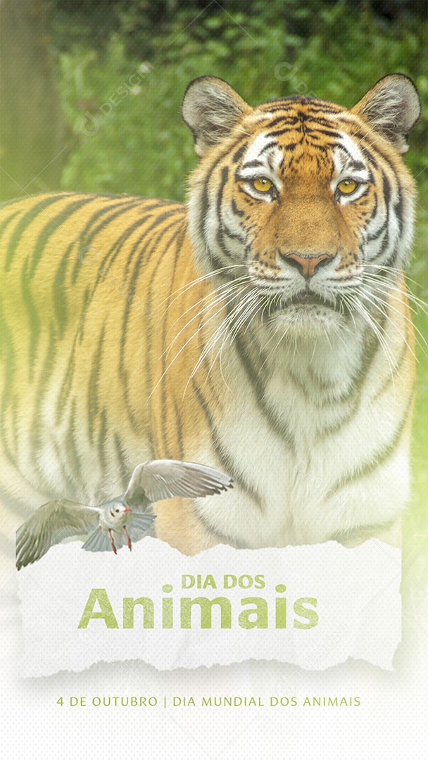 Story Dia Mundial dos Animais 04 de Outubro Tigre Social Media PSD Editável