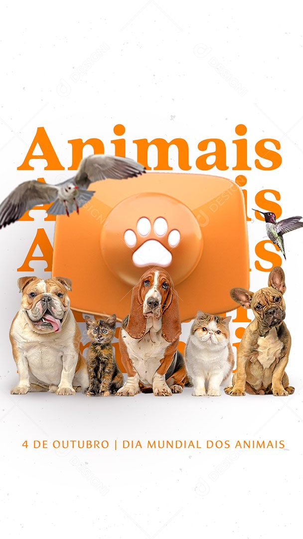 Story Dia Mundial dos Animais 04 de Outubro Cachorro, Gato Social Media PSD Editável