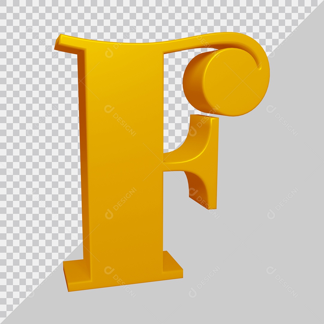 3D Element For Composition Letter F Golden PSD