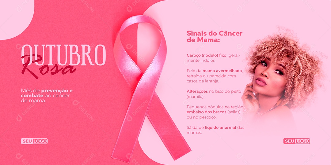 Banner Sinais de Câncer de Mama Alteração Outubro Rosa Social Media PSD Editável