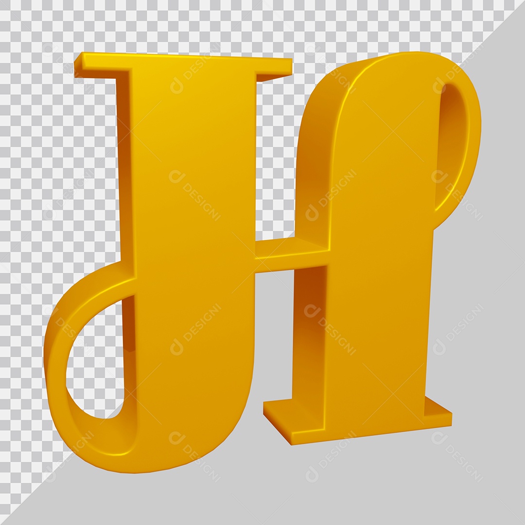 Elemento 3D Para Composição Letra H Dourado PSD
