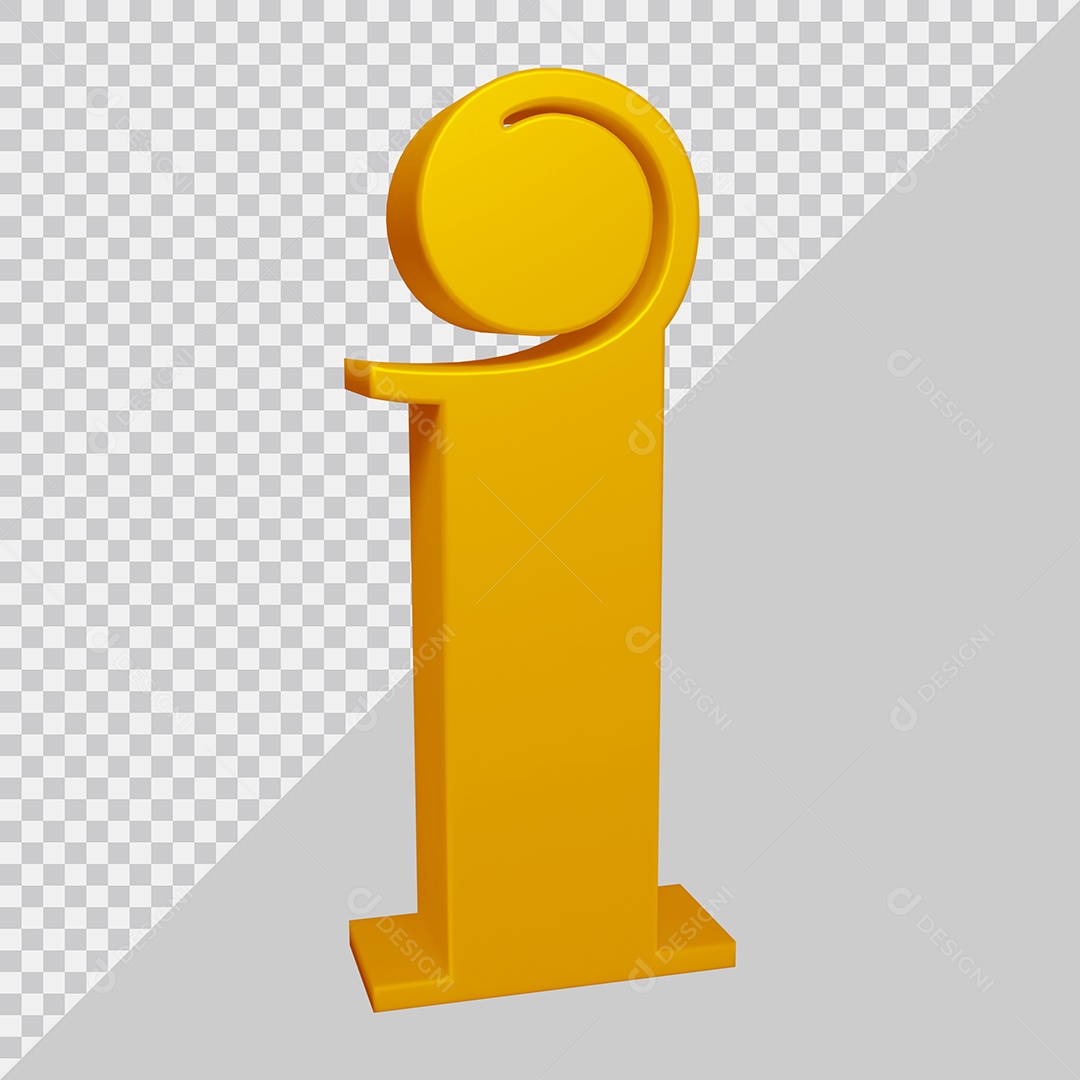 Elemento 3D Para Composição Letra I Dourado PSD