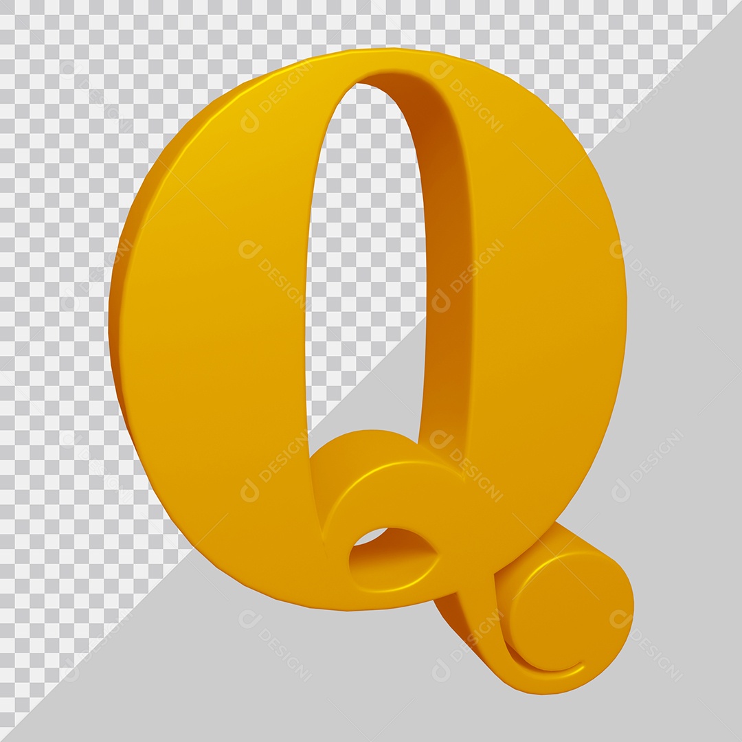 Elemento 3D Para Composição Letra Q Dourado PSD