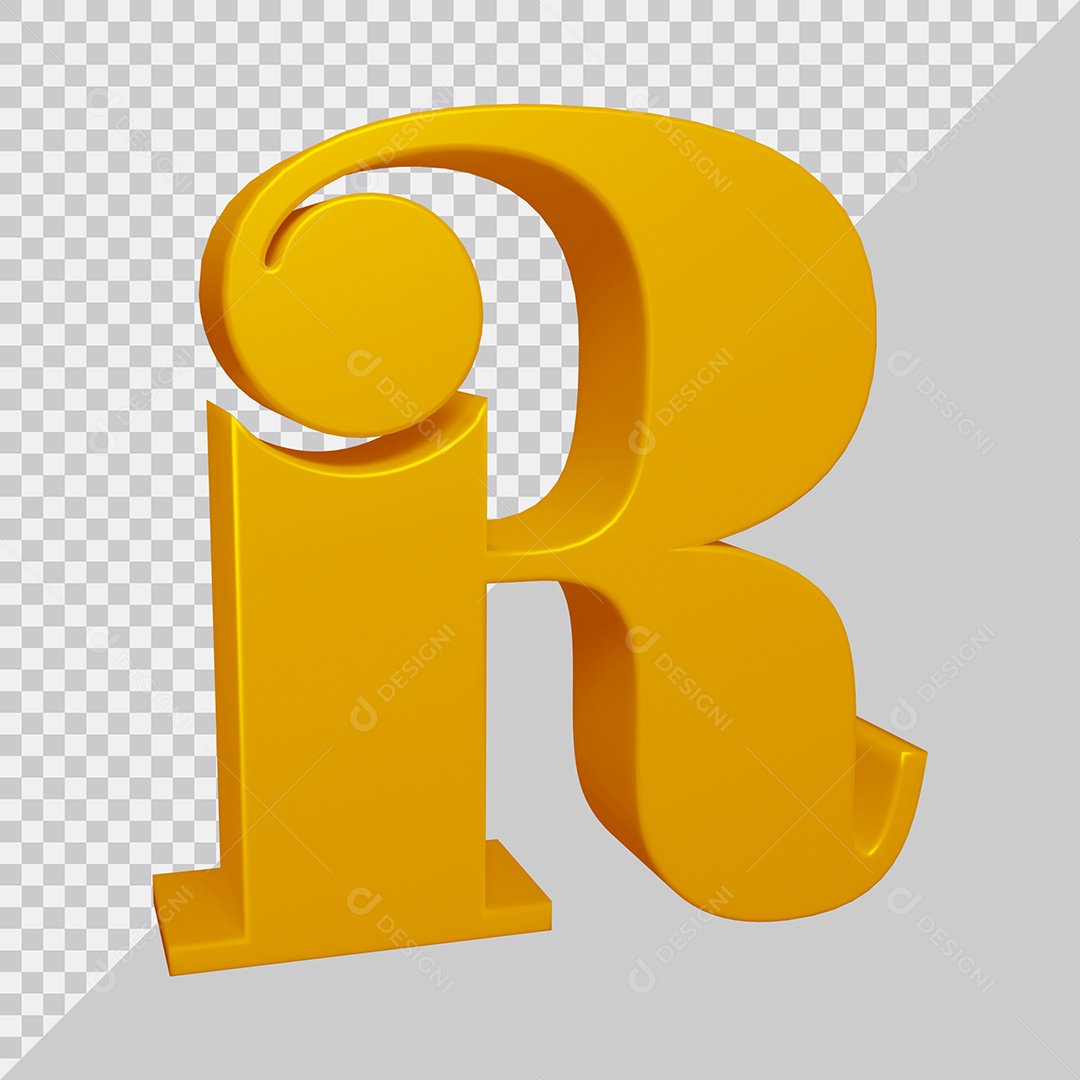 Elemento 3D Para Composição Letra R Dourado PSD