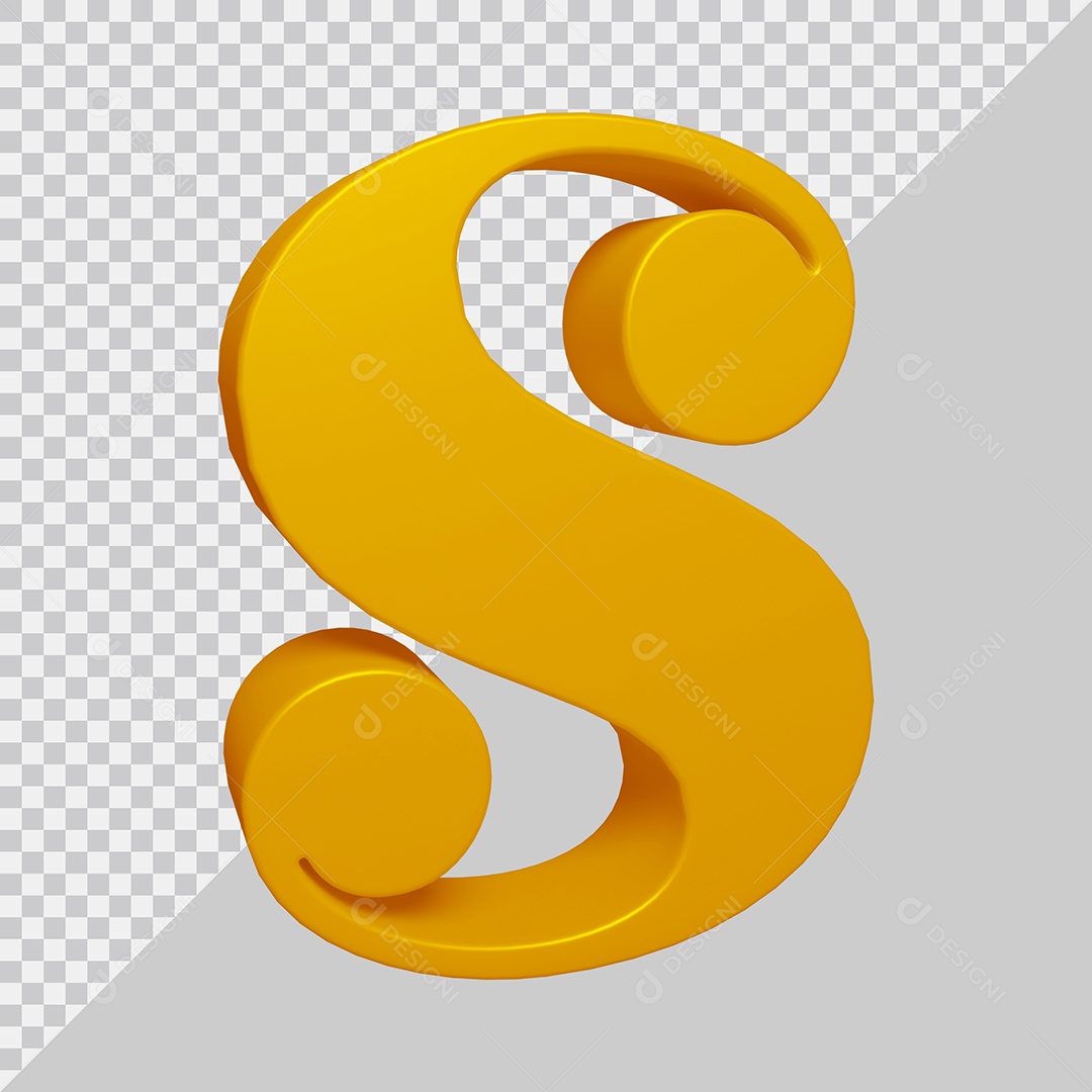Elemento 3D Para Composição Letra S Dourado PSD
