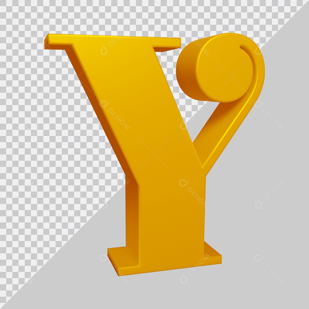 Elemento 3D Para Composição Letra Y Dourado PSD