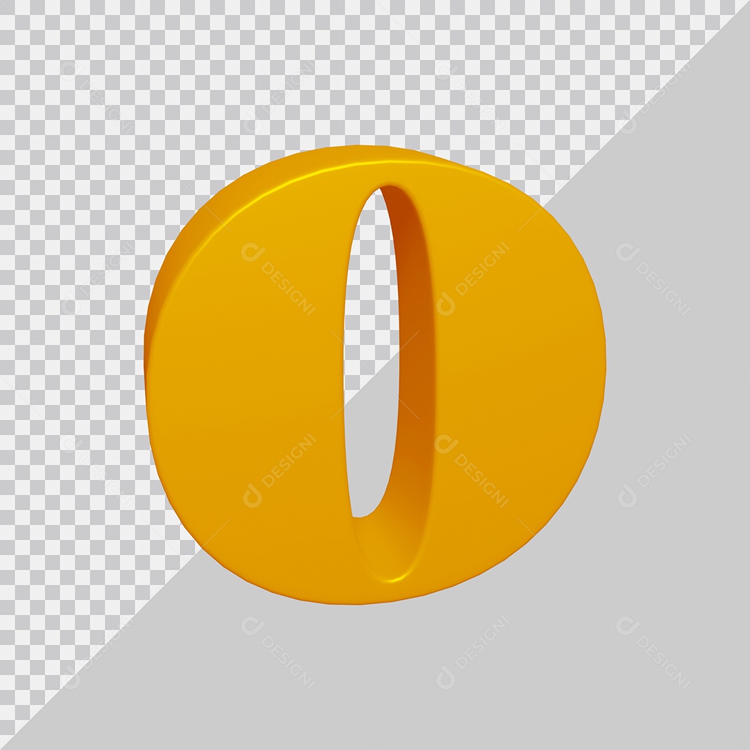 Elemento 3D Para Composição Número 0 Dourado PSD