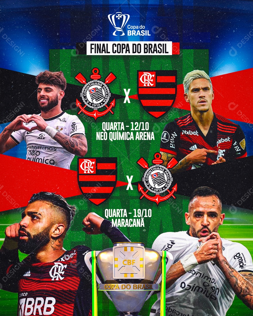 Final Copa Do Brasil Flamengo Vs Corinthians Social Media PSD Editável