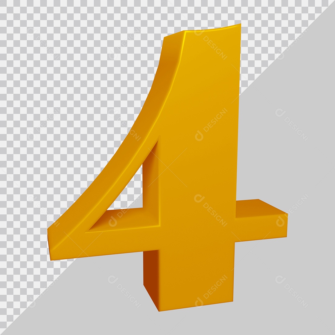 Elemento 3D Para Composição Número 4 Dourado PSD