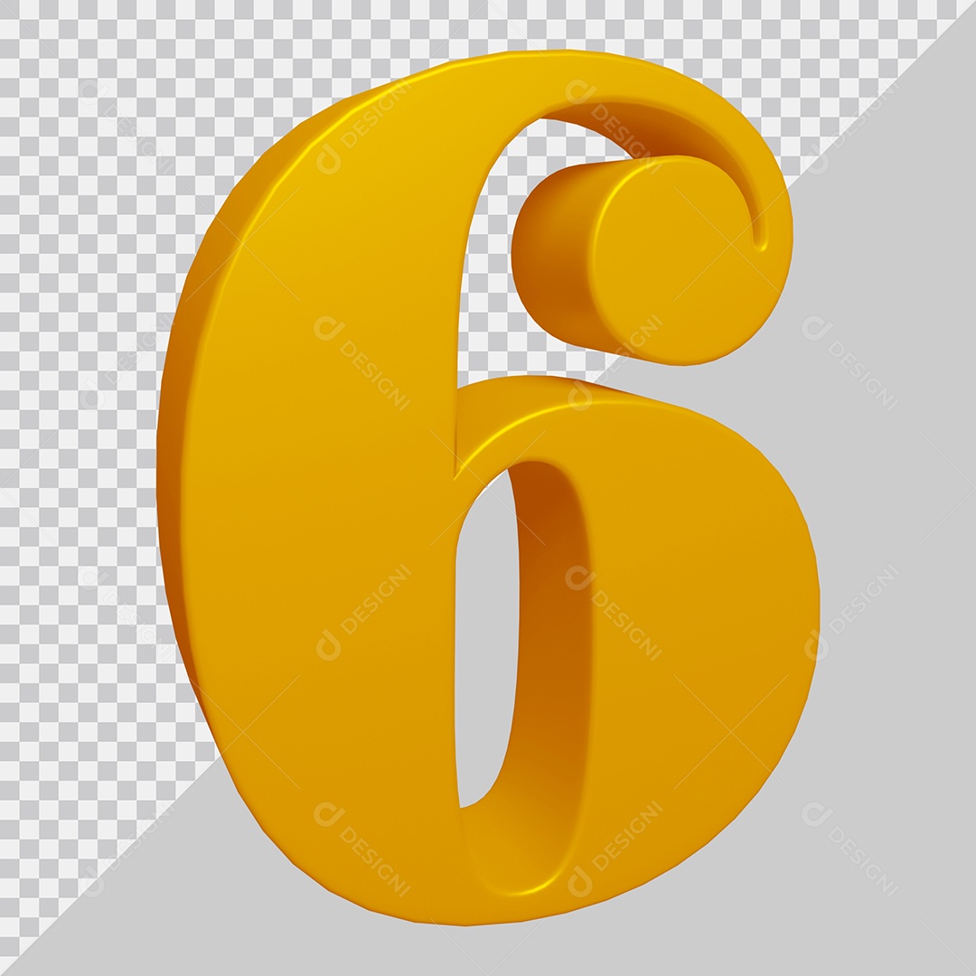 Elemento 3D Para Composição Número 6 Dourado PSD