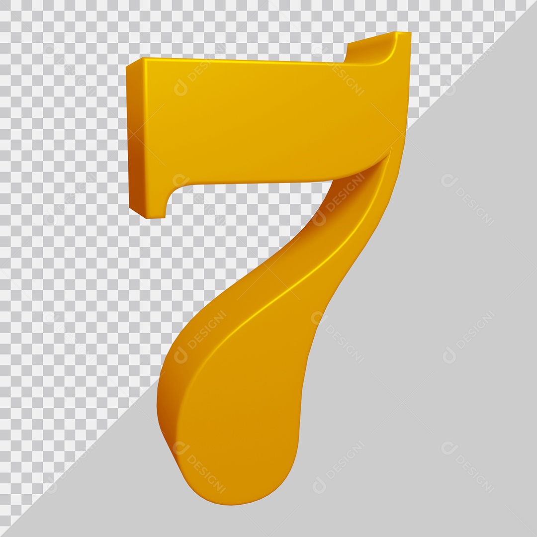 Elemento 3D Para Composição Número 7 Dourado PSD