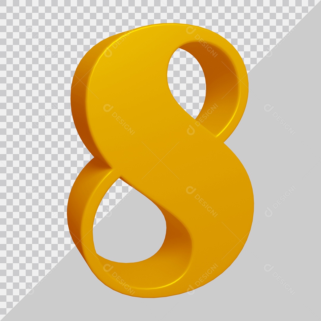 Elemento 3D Para Composição Número 8 Dourado PSD