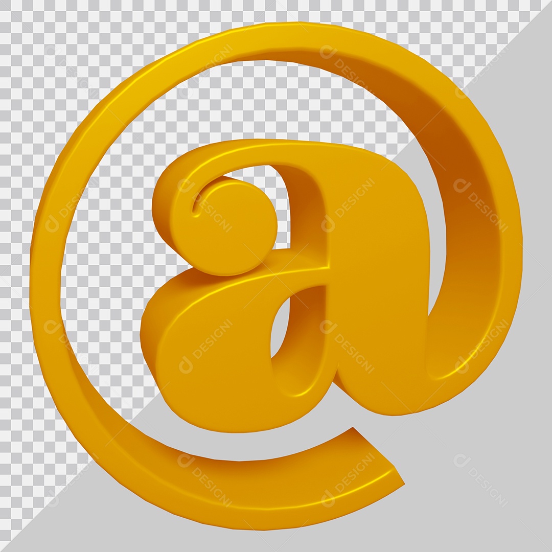 Elemento 3D Para Composição Símbolo Arroba Dourado PSD