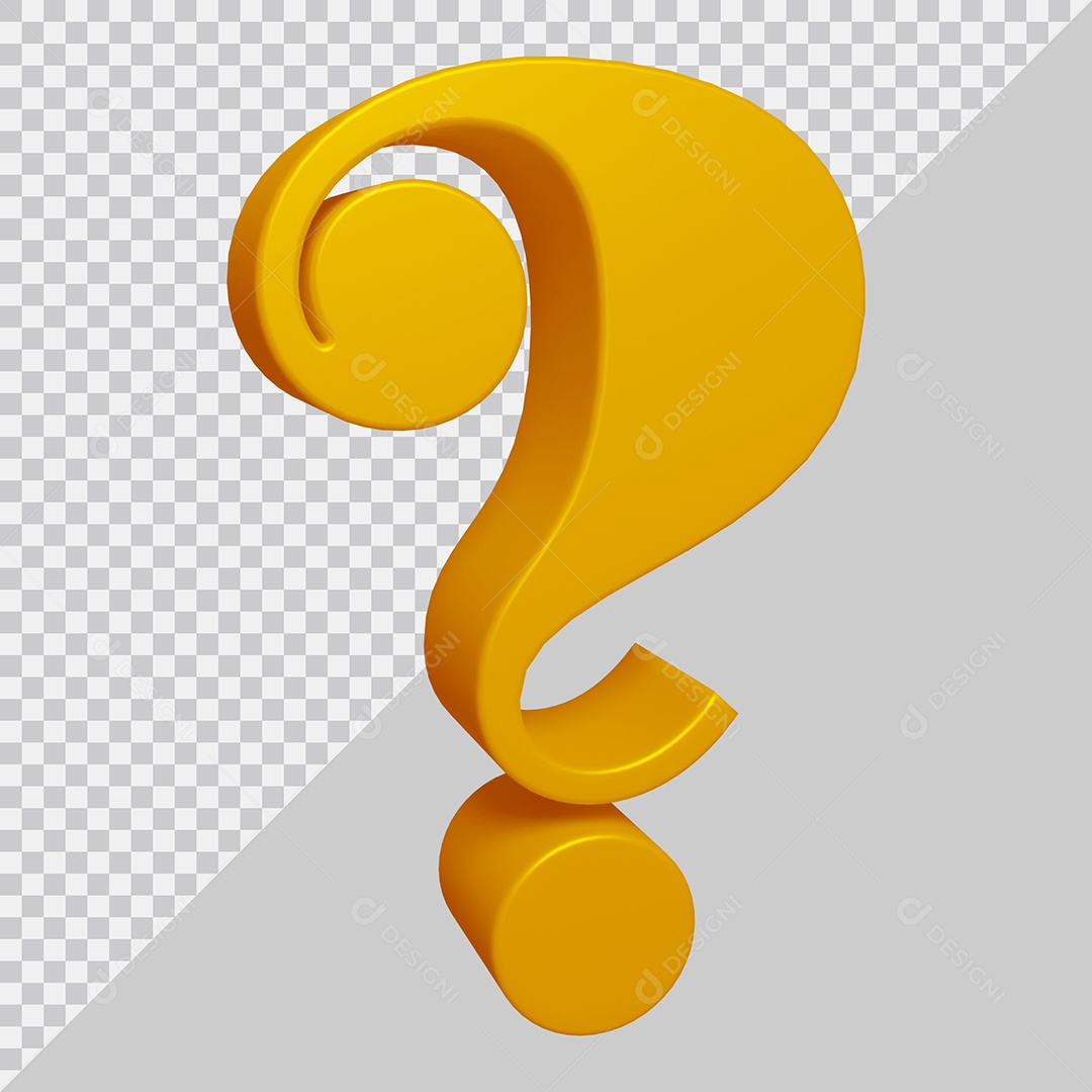 Elemento 3D Para Composição Símbolo de ponto de interrogação Dourado PSD