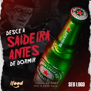 Desce a Saideira Antes de Dormir Heineken Social Media PSD Editável