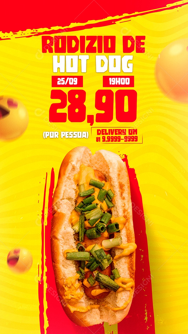 Story Rodizio de Hot Dog Cachorro Quente Social Media PSD Editável