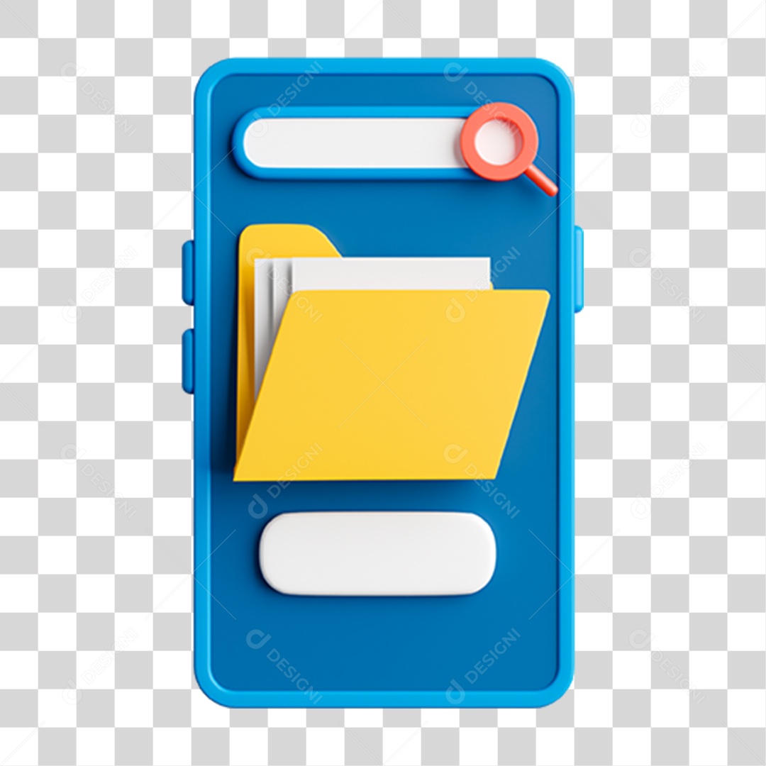 Mobile 3D Element with File Folder for Transparent PNG Composition