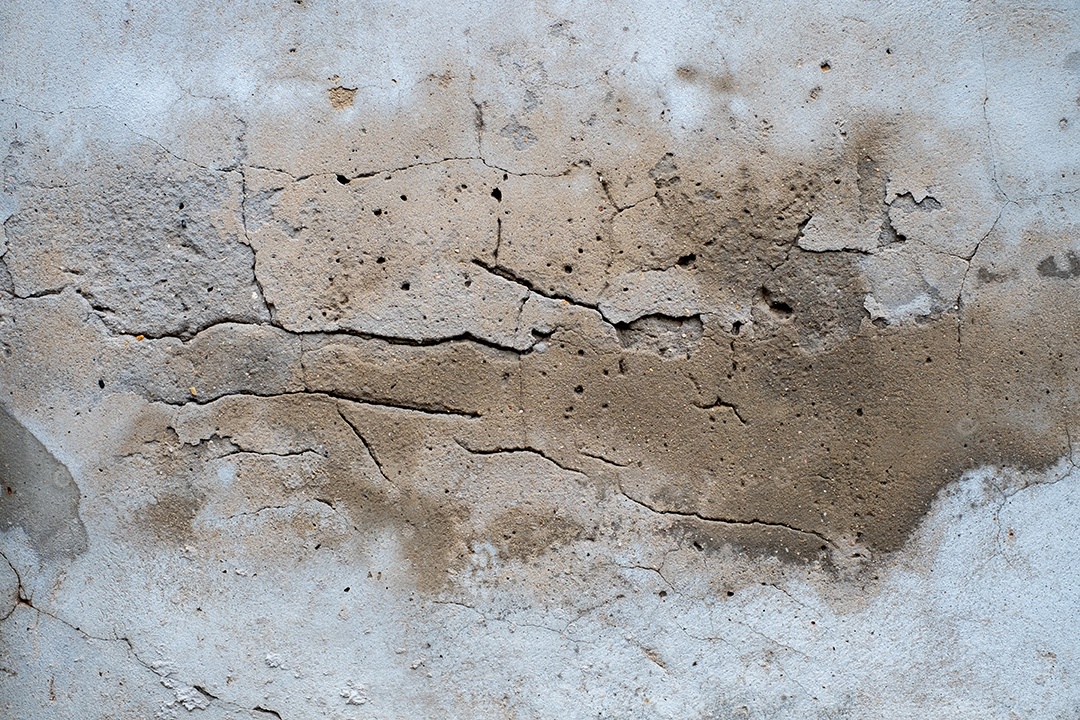 Velho muro de concreto na cor preto e branco, parede de cimento, quebrado