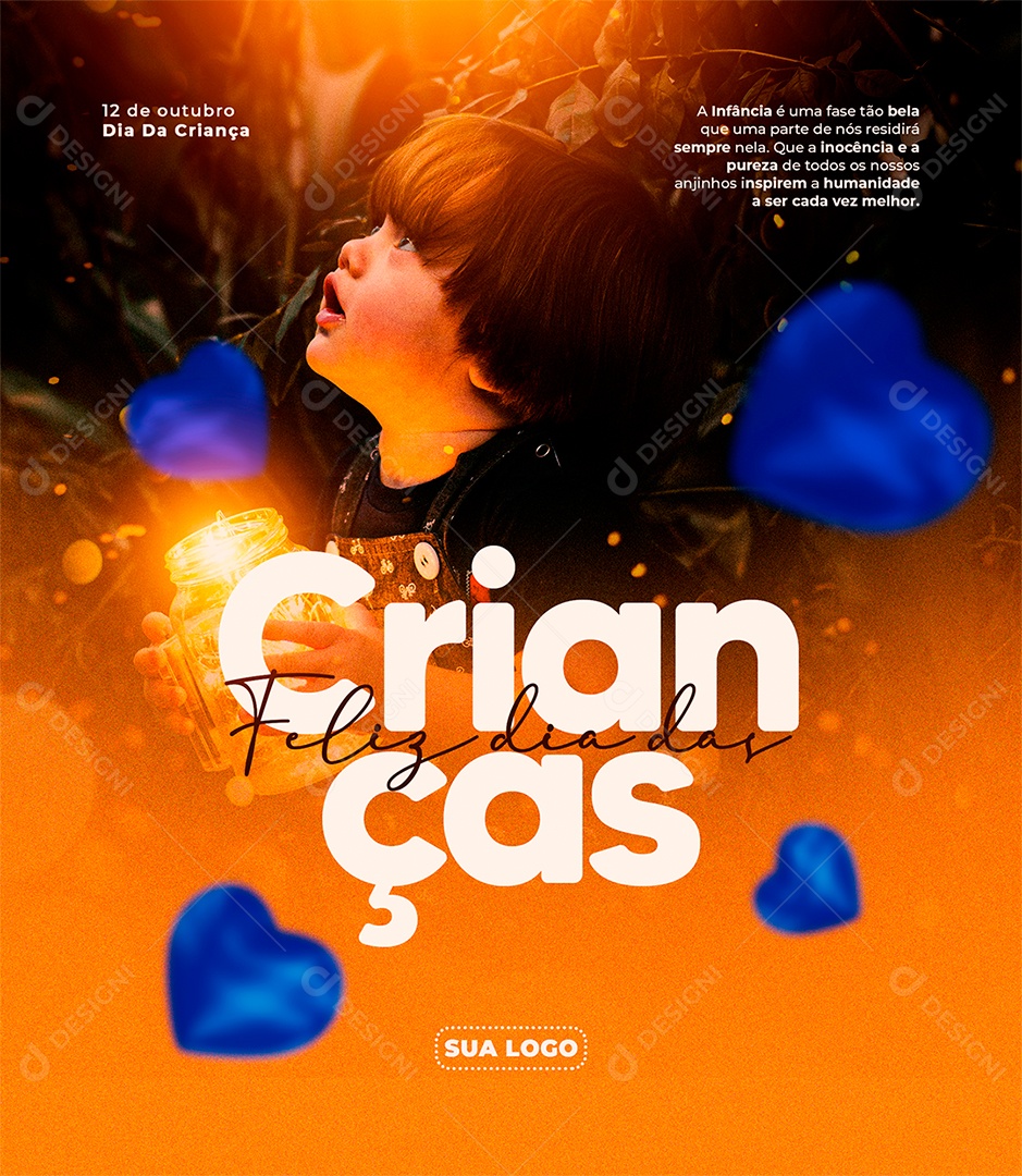 A Infância é uma fase tão Bela Feliz Dia das Crianças 12 de Outubro Social Media PSD Editável