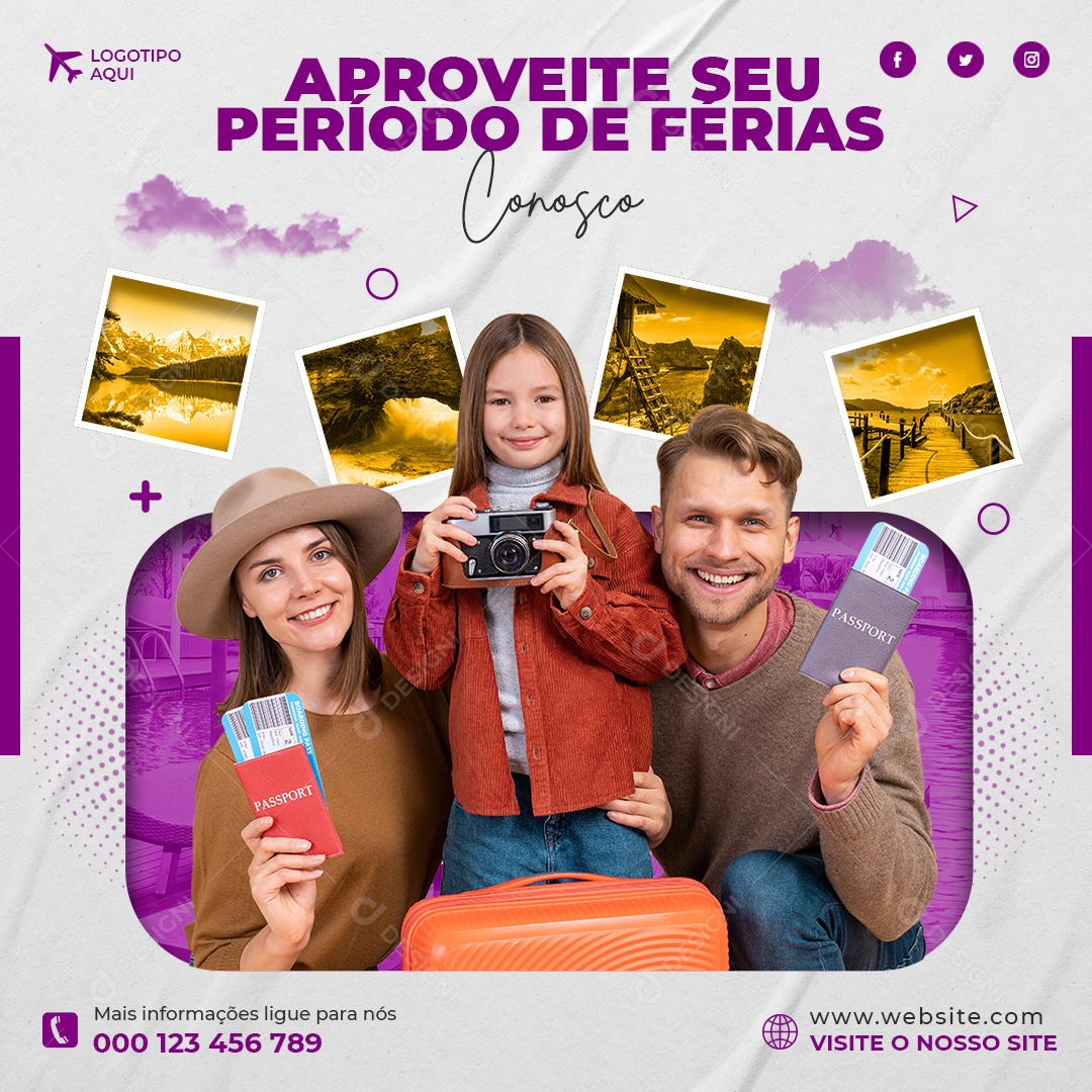 Social Media Turismo Aproveite Seu Período de Férias PSD Editável
